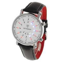 DETOMASO Herrenuhr Spacy Timeline Rund Silber/Wei�/Leder G-30730-S