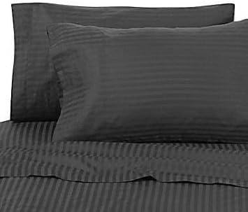SOHO Egyptian Cotton 1000 Thread Count Sateen Stripe 3 -Pc Duvet Cover Set Black - Queen SOLD BY VANESSA CLASSIC.