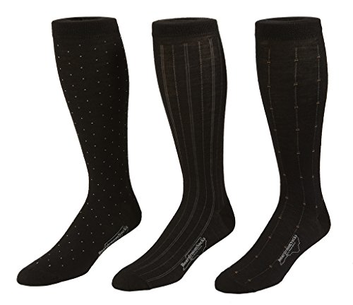 Boardroom Socks Men's Dress Socks Pinstripe & Polka Dot 3 Pack Over the Calf