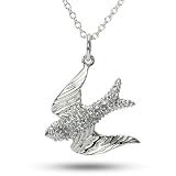 Sterling Silver Dove Cubic Zirconia CZ Bird Charm Animal Necklace