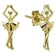 14k Yellow Gold Ballerina Stud Earrings