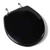Comfort Seats C1B4R2-90CH Deluxe Molded Wood Toilet Seat with Chrome Hinges, Round, Black