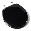 Comfort Seats C1B4R2-90CH Deluxe Molded Wood Toilet Seat with Chrome Hinges, Round, Black