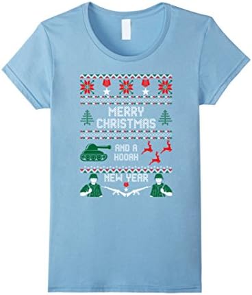 Women's Merry Christmas 2016 And A Hooah New Year 2017 T-shirts Small Baby Blue