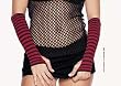 Nylon Striped Arm Warmers (Black/Red-One Size)