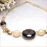 ビーズキット 一連ネックレス 天然石スモーキークォーツとイエロージェイド