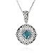 Sterling Silver Celtic Square-Shaped Blue Topaz Pendant, 18.5