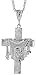 Sterling Silver 2 3/8 (60 mm) Diamond Cut Cross Pendant with Jesus Face in the Garment