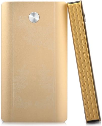 AnGo CJ-091 10000mAh Classical Aluminum Enclosure Portable Backup Battery Charger USB Power Bank for Smart Phones and other Digital Devices (Special Apple 30 Pin and Lightning, Samsung 30 Pin Adapter Included) - Retail Packaging - Gold