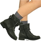 New Womens Military Army Combat Worker Flat Boots Sz 3-8
