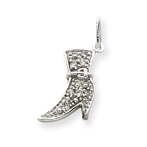 14k White Gold Diamond Boot Accessory Charm