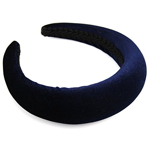 QtGirl Navy Headbands Wide Padded Thick Alice Band Velvet Hair Hand for Girls