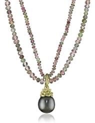 Gabrielle Sanchez Double Strand Tourmaline Nest Set Black Tahitian Pearl Strand Necklace