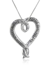 Sterling Silver "A Mother Understands What A Child Does Not Say" Heart Pendant Necklace , 18"