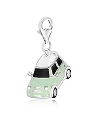 Sterling Silver White Tone Enameled Car Charm