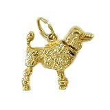 14K Gold Vintage Poodle Charm, three-dimensional