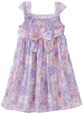 Youngland Girls 2-6X Toddler Smocked Sleeveless Chiffon Dress With Bow At Center, Lilac, 2T