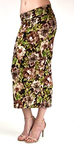 Colorful Stylish Long Spring Maxi Skirt (Large, Black Floral)