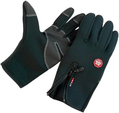 Thermal Gloves Black Windproof Water Resistant Thin Thermal Warm Unisex