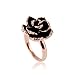 Fashion Plaza Christmas Gift Rose Gold Base Black Flower Ring R340