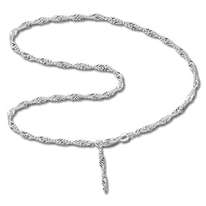 SilberDream Fußkette Singapur 925 Sterling Silber 25cm Fußkettchen SDF014