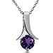 Round Amethyst Solitaire Pendant-Necklace in Sterling Silver .70cttw 18" Chain