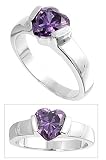 Sterling Silver Ring with Amethyst CZ - Size: 5-10