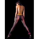 FISHNET PANTYHOSE WITH LACE UP BACK WITH BOW