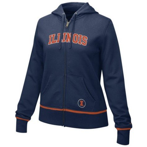 Womens Illinois Fighting Illini Navy Classic Full Zip Hoody Sweatshirt