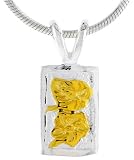 Hawaiian Theme Sterling Silver 2 Tone Plumeria Flower Pendant, 1/2  tall