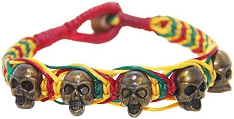 Skull Bracelet, Handmade Bracelet, Rasta Bracelet, Small Wrist (BC10008)