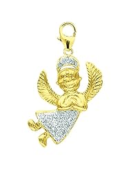 14K Yellow Gold Diamond Girl Angel Charm