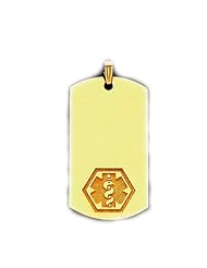 14K Yellow Gold Medical Alert ID Alert Rectangular Pendant Charm