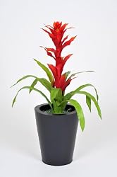 Artificial 34" Red Bromeliad in Zinc