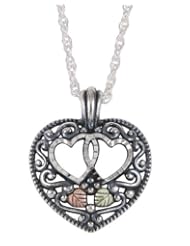 Black Hills Gold with Sterling Double Heart Pendant