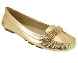 Metallic Rhinestone Mocassin Style Flat