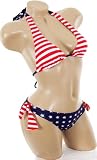 Sexy Bathing Suit American Flag Swimsuit 2pc Patriotic Adjustable Triangle Top Faux Tie Side Bottom