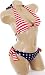 Sexy Bathing Suit American Flag Swimsuit 2pc Patriotic Adjustable Triangle Top Faux Tie Side Bottom