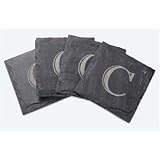 Monogrammed Slate Coasters - Set of 4 (Charcoal) (.5H x 4W x 4L)