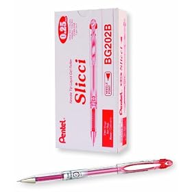 Pentel Arts Slicci 0.25 mm Extra Fine Gel Pen, Red Ink, Box of 12 (BG202-B)