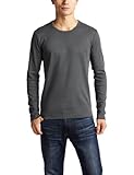 (ジョルダーノ)GIORDANO フライスクルーネックロングスリーブTシャツ 01022501 07 07 coal grey L