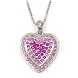 Beautiful Pink Austrian Crystal Heart Fashion Necklace 16"