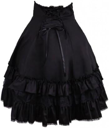 M4U Womens Sweet Cotton Black Ruffles Lolita Skirt