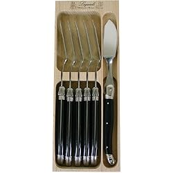 Black Laguiole Verdier Heavy Duty Set 6 Fish Knives