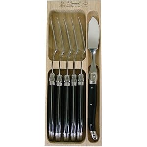 Black Laguiole Verdier Heavy Duty Set 6 Fish Knives