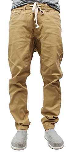 Victorious Mens Twill Jogger Pants (Small, Wheat)