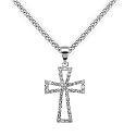 18k White Gold Diamond Cross Pendant with Chain (0.66 cttw, I, SI)
