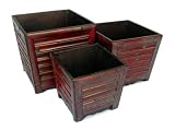 Square Bamboo Plank Planter Set of 3