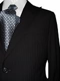 Vitarelli 2 Button Men Suit Black with Multi Stripes No Pleat Pants Brand New with Tag FREE Neck Tie FREE Hem-Up FREE Shipping