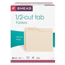 Smead Folder, Letter Size, 11 Point, 1/2 Cut Tab, Manila, 100 Per Box (10320)
